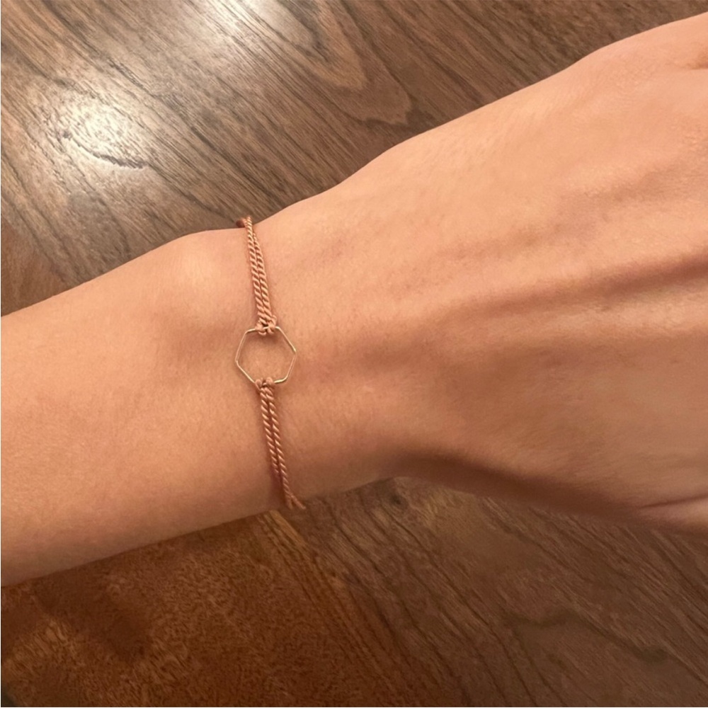 Rose Tan Hexagon Yarn Bracelet